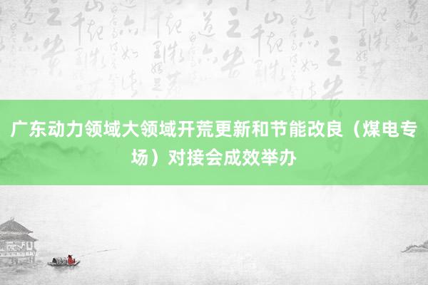 广东动力领域大领域开荒更新和节能改良（煤电专场）对接会成效举办