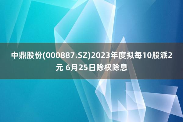 中鼎股份(000887.SZ)2023年度拟每10股派2元 6月25日除权除息