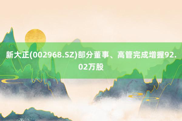 新大正(002968.SZ)部分董事、高管完成增握92.02万股