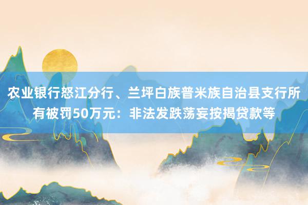 农业银行怒江分行、兰坪白族普米族自治县支行所有被罚50万元：非法发跌荡妄按揭贷款等