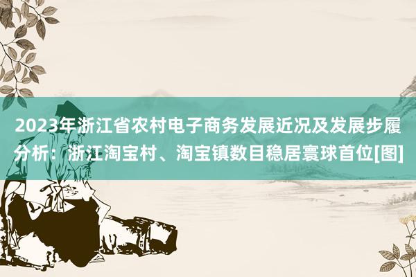 2023年浙江省农村电子商务发展近况及发展步履分析：浙江淘宝村、淘宝镇数目稳居寰球首位[图]