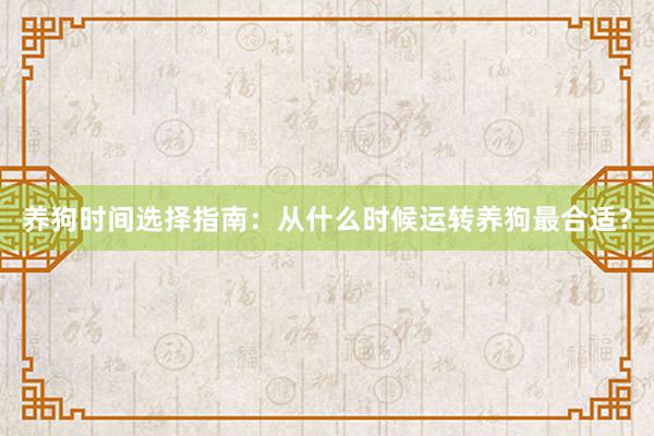 养狗时间选择指南：从什么时候运转养狗最合适？