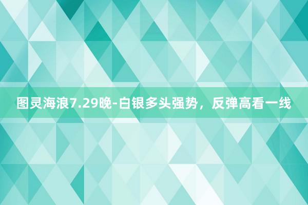 图灵海浪7.29晚-白银多头强势，反弹高看一线