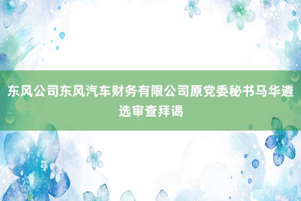 东风公司东风汽车财务有限公司原党委秘书马华遴选审查拜谒