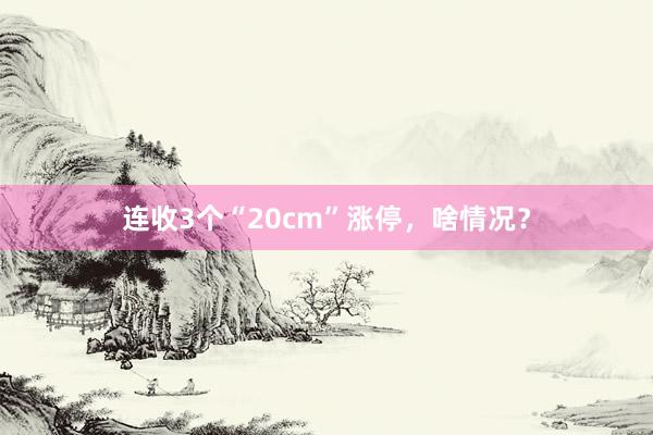 连收3个“20cm”涨停，啥情况？