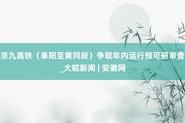 京九高铁（阜阳至黄冈段）争取年内运行预可研审查_大皖新闻 | 安徽网