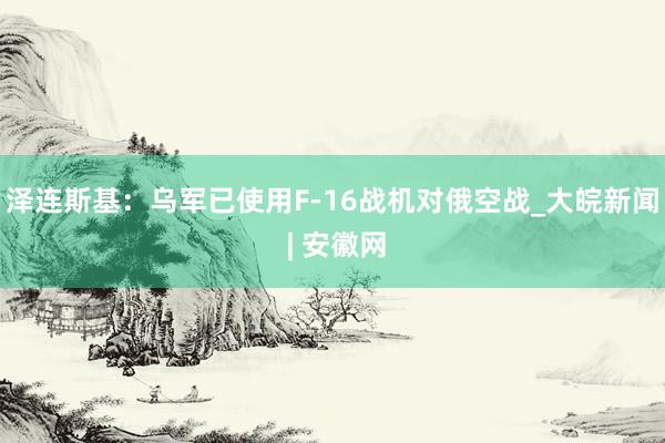 泽连斯基：乌军已使用F-16战机对俄空战_大皖新闻 | 安徽网