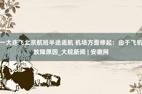 一大连飞北京航班半途返航 机场方面修起：由于飞机故障原因_大皖新闻 | 安徽网